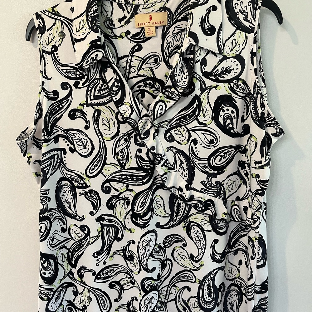 Sport Haley Black and White Paisley Button Down Shirt